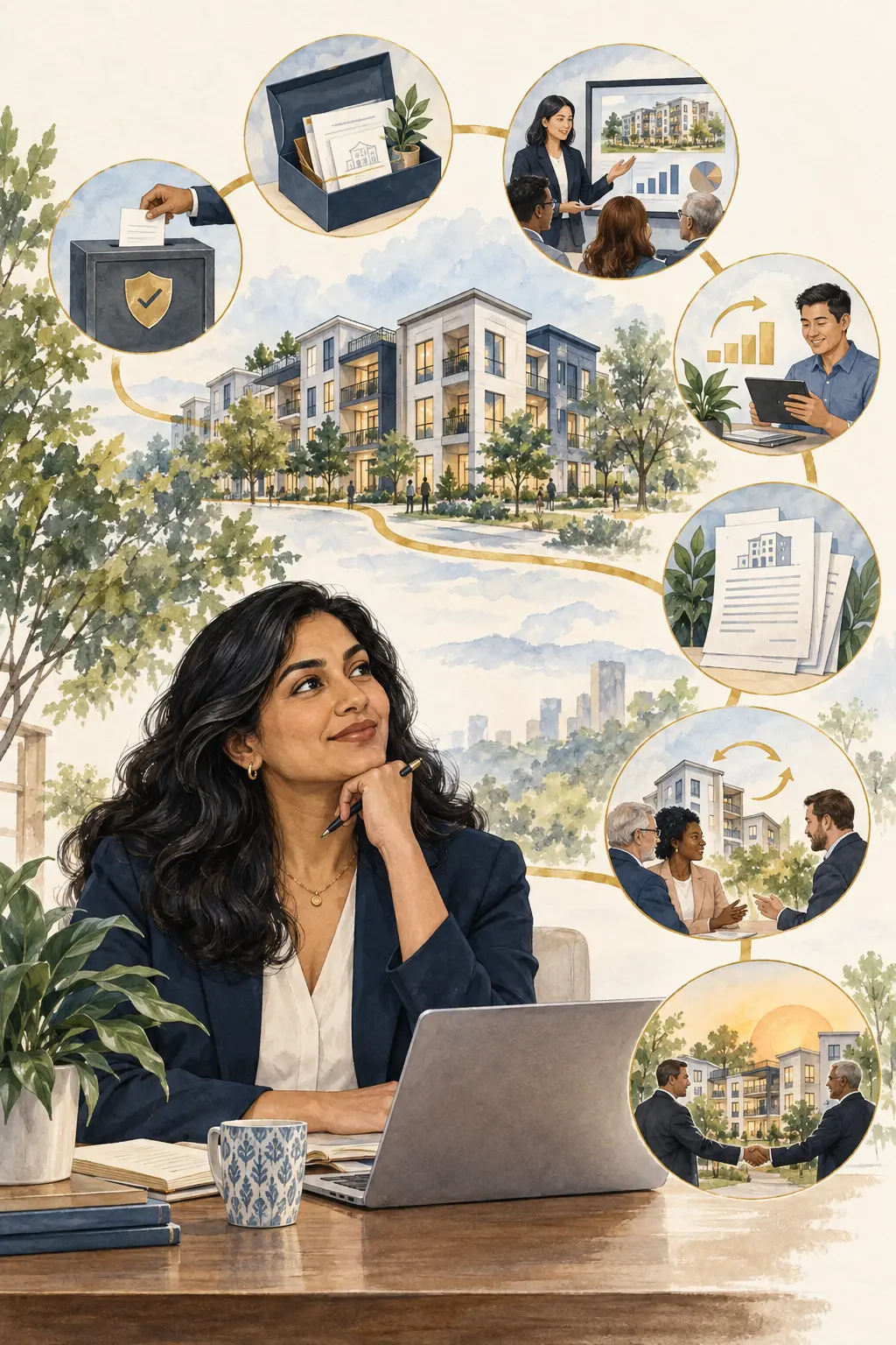 A professional reviewing the communications and milestones that can follow a private real estate investment