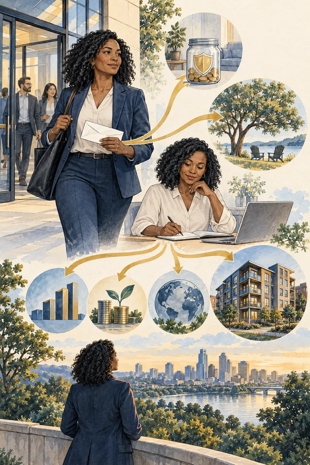 A corporate professional mapping a thoughtful path from paycheck to diversified investments